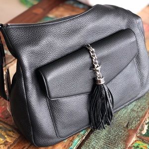 Karl Lagerfeld Black leather shoulder purse